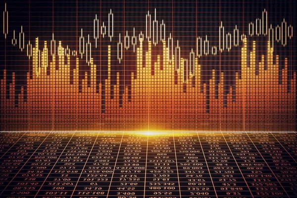 Beginner Forex trader analyzing losses on trading screen with declining chart